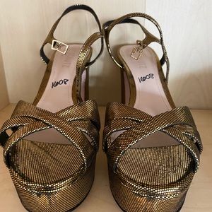 SCHUTZ GOLD PLATFORM HEELS